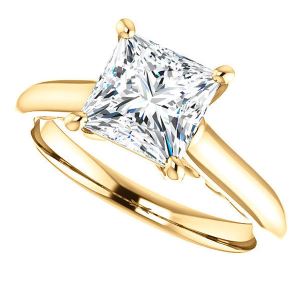 Princess Scroll Accented Solitaire Engagement Ring