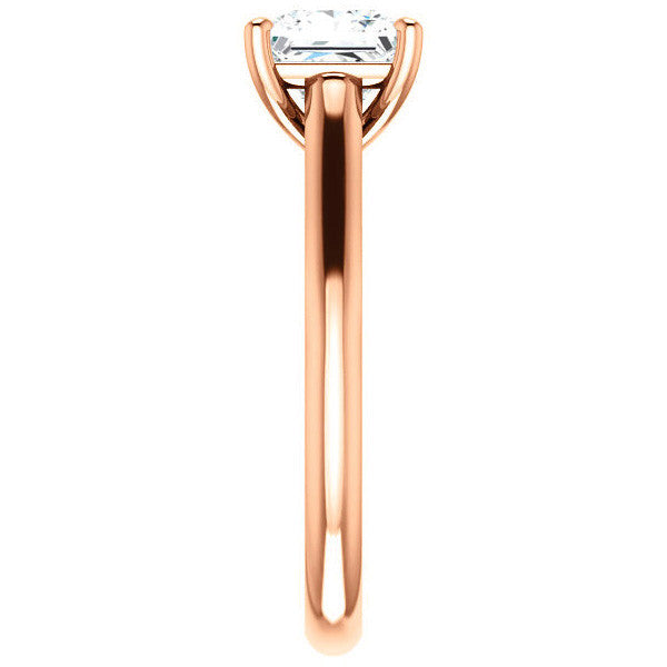 Princess Scroll Accented Solitaire Engagement Ring