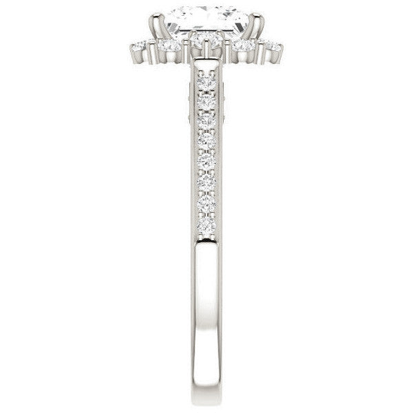 Princess Scroll Halo Engagement Ring with Surprise Diamonds