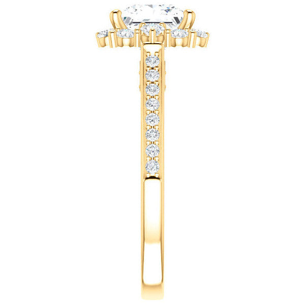Princess Scroll Halo Engagement Ring with Surprise Diamonds