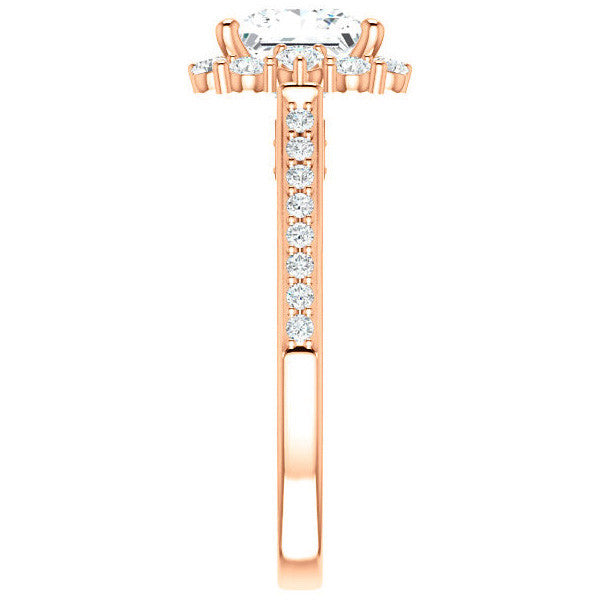 Princess Scroll Halo Engagement Ring with Surprise Diamonds