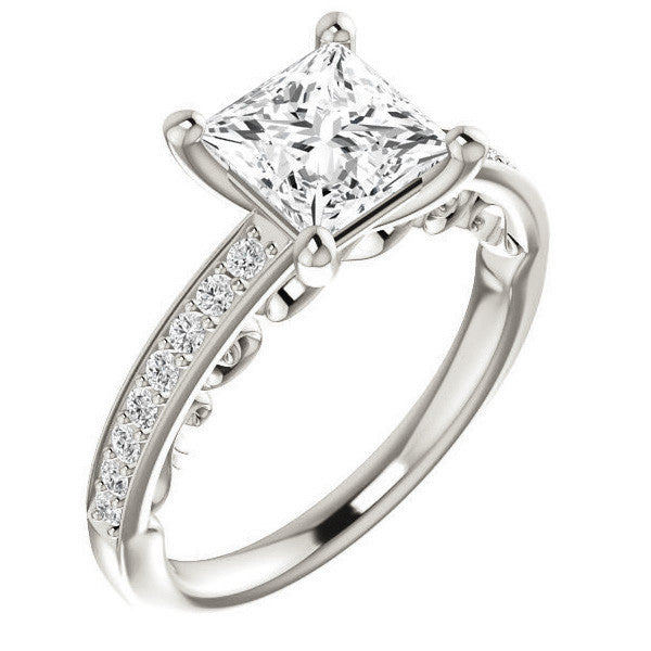 Princess cut Infinity Design Engagement Ring