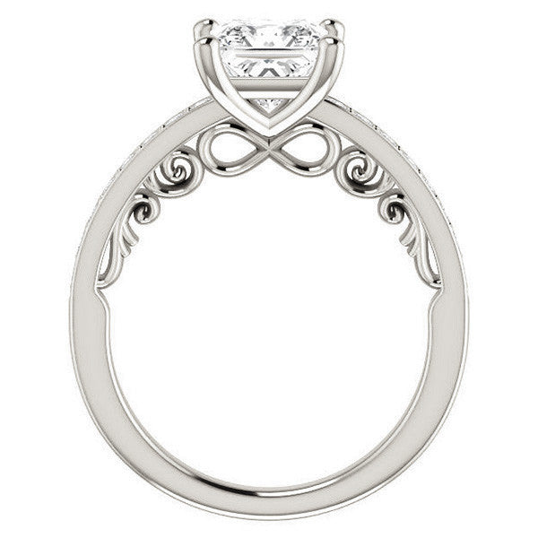 Princess cut Infinity Design Engagement Ring