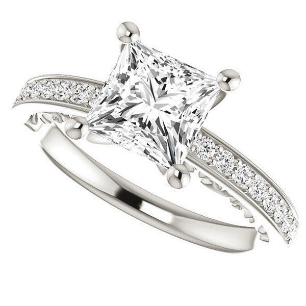Princess cut Infinity Design Engagement Ring