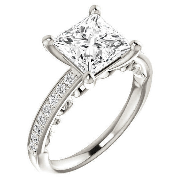 Princess cut Infinity Design Engagement Ring