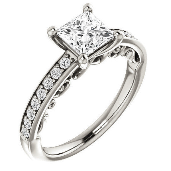 Princess cut Infinity Design Engagement Ring