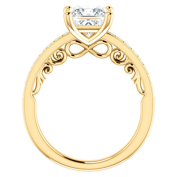 Princess cut Infinity Design Engagement Ring