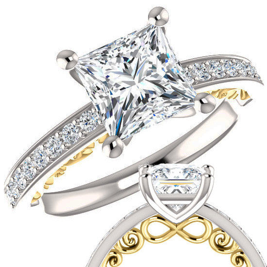 Princess cut Infinity Design Engagement Ring