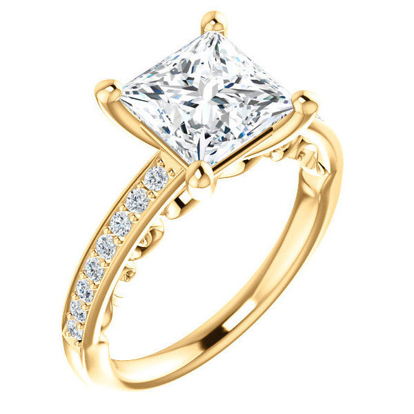 Princess cut Infinity Design Engagement Ring