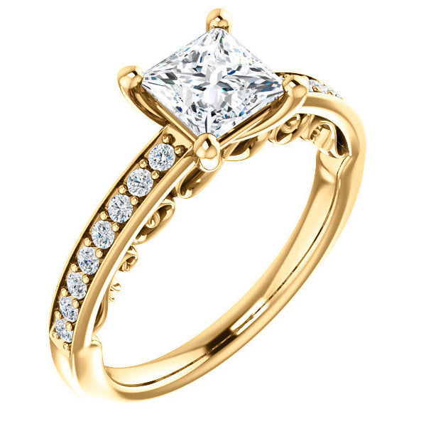 Princess cut Infinity Design Engagement Ring
