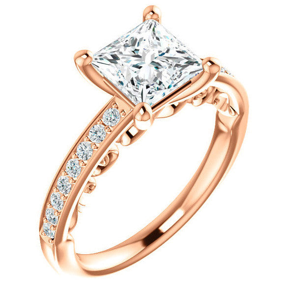 Princess cut Infinity Design Engagement Ring