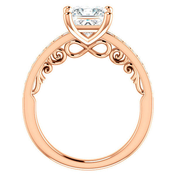 Princess cut Infinity Design Engagement Ring