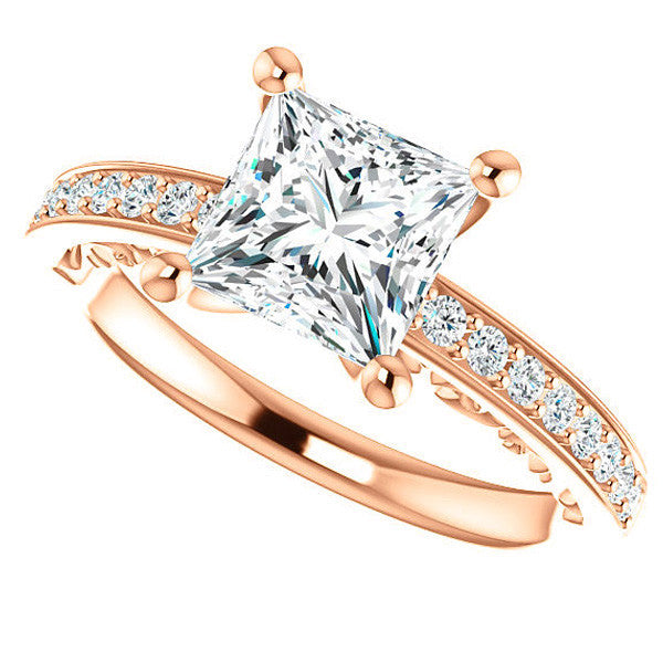 Princess cut Infinity Design Engagement Ring