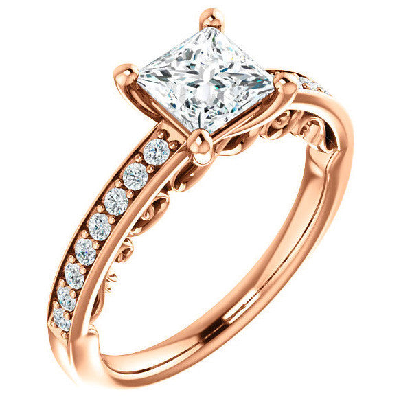 Princess cut Infinity Design Engagement Ring