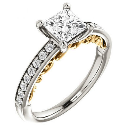 Princess cut Infinity Design Engagement Ring