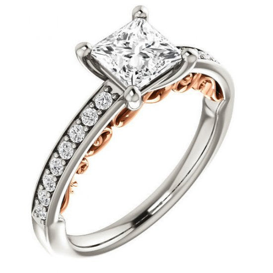 Princess cut Infinity Design Engagement Ring