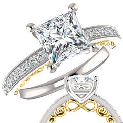 Princess cut Infinity Design Engagement Ring