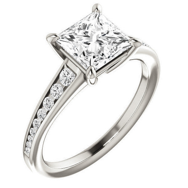 Princess cut & Diamond Channel Set Engagement Ring