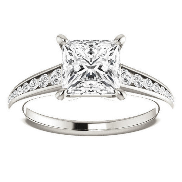 Princess cut & Diamond Channel Set Engagement Ring