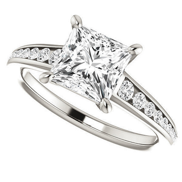 Princess cut & Diamond Channel Set Engagement Ring