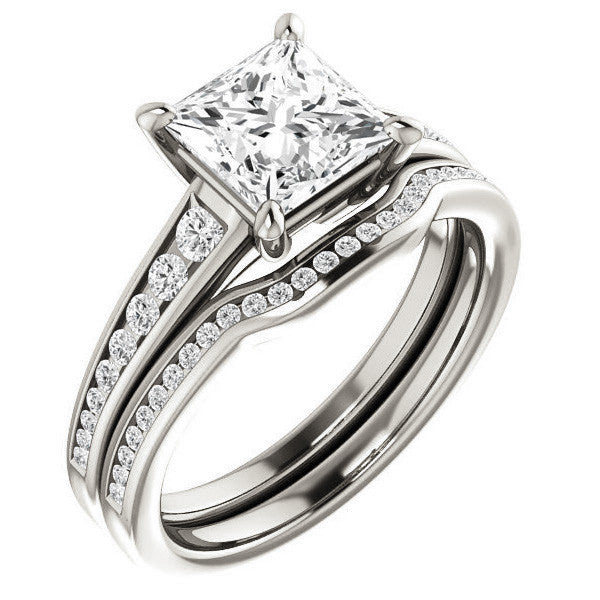 Princess cut & Diamond Channel Set Engagement Ring