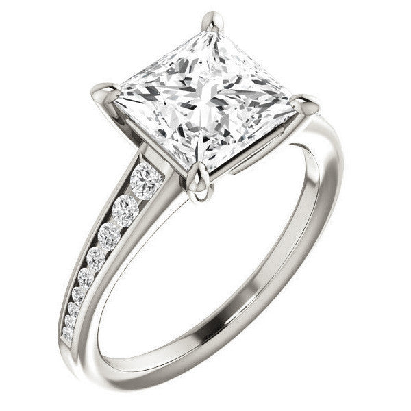 Princess cut & Diamond Channel Set Engagement Ring