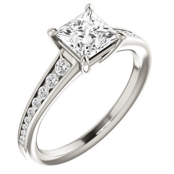 Princess cut & Diamond Channel Set Engagement Ring