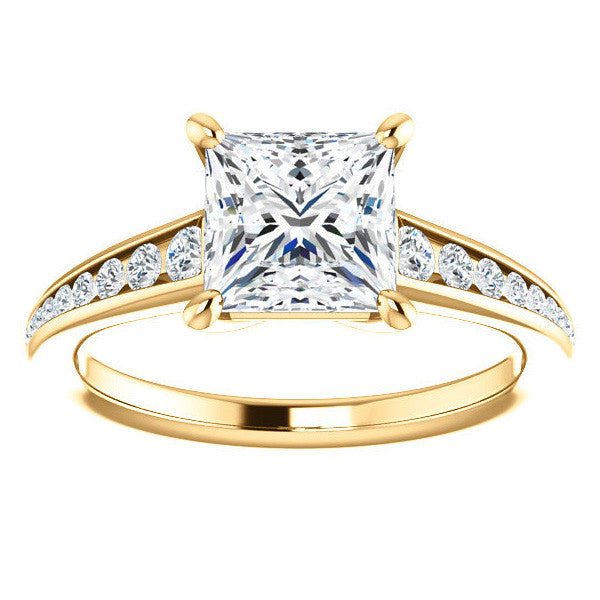 Princess cut & Diamond Channel Set Engagement Ring