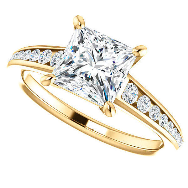 Princess cut & Diamond Channel Set Engagement Ring