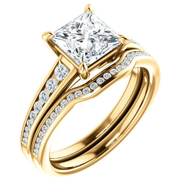 Princess cut & Diamond Channel Set Engagement Ring