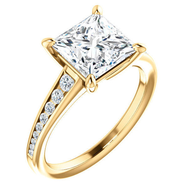 Princess cut & Diamond Channel Set Engagement Ring