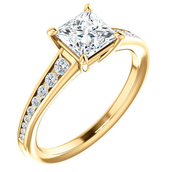 Princess cut & Diamond Channel Set Engagement Ring