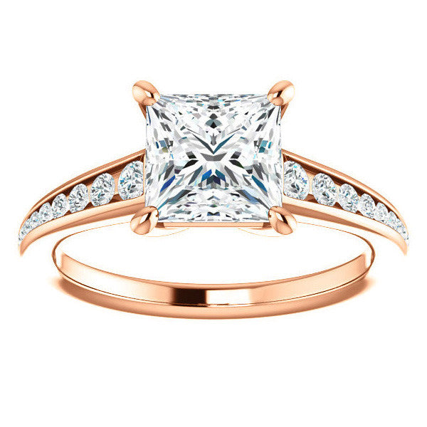 Princess cut & Diamond Channel Set Engagement Ring
