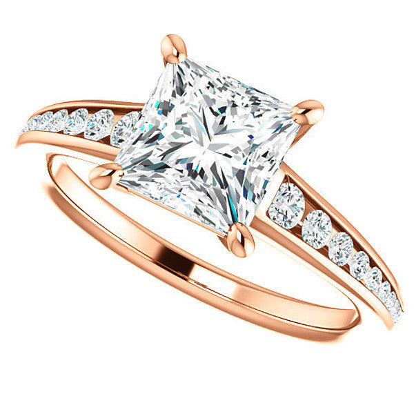 Princess cut & Diamond Channel Set Engagement Ring