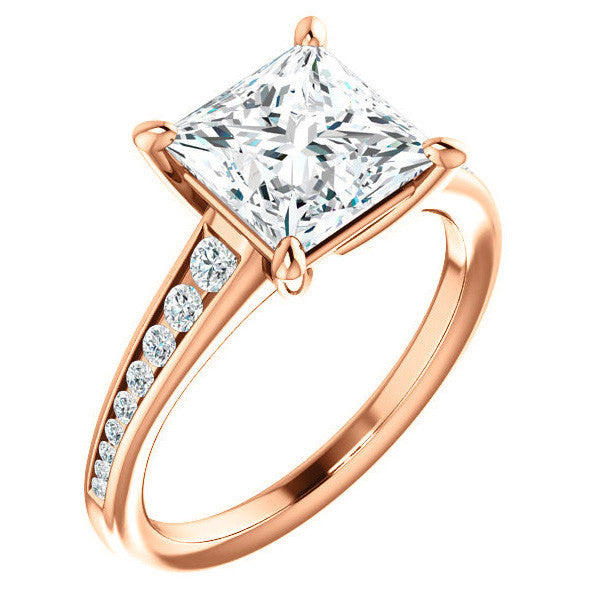 Princess cut & Diamond Channel Set Engagement Ring