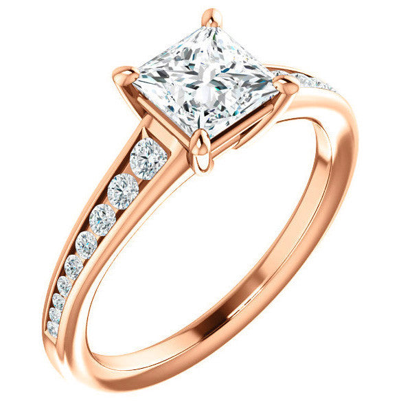 Princess cut & Diamond Channel Set Engagement Ring