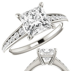Princess cut & Diamond Channel Set Engagement Ring