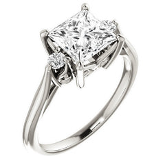 Princess cut Three-Stone Cathedral Engagement Ring