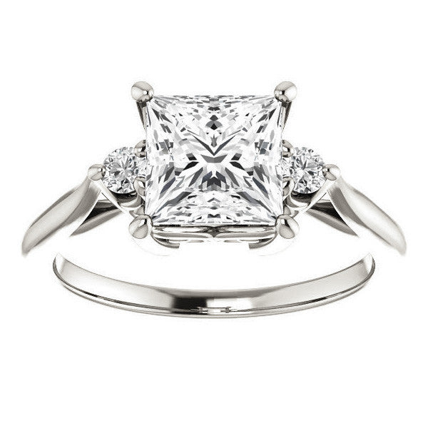 Princess cut Three-Stone Cathedral Engagement Ring