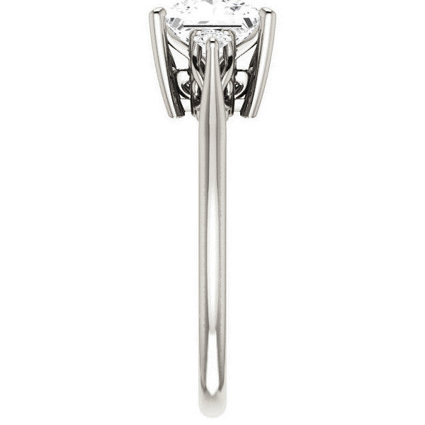 Princess cut Three-Stone Cathedral Engagement Ring