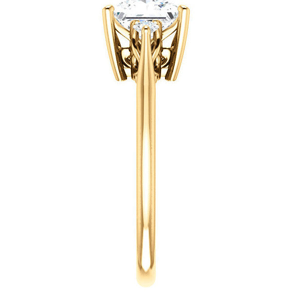 Princess cut Three-Stone Cathedral Engagement Ring