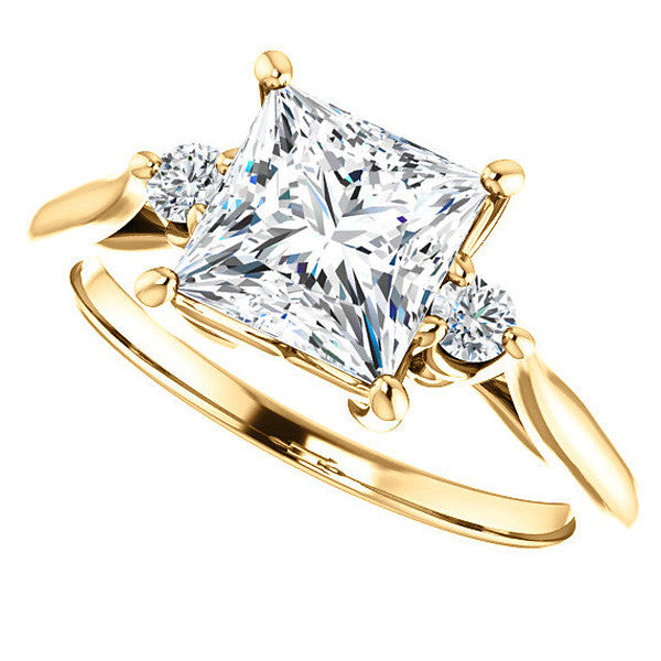 Princess cut Three-Stone Cathedral Engagement Ring