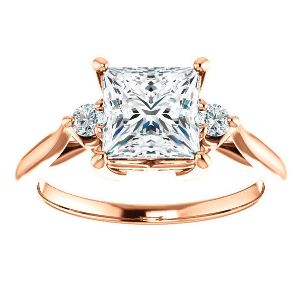 Princess cut Three-Stone Cathedral Engagement Ring