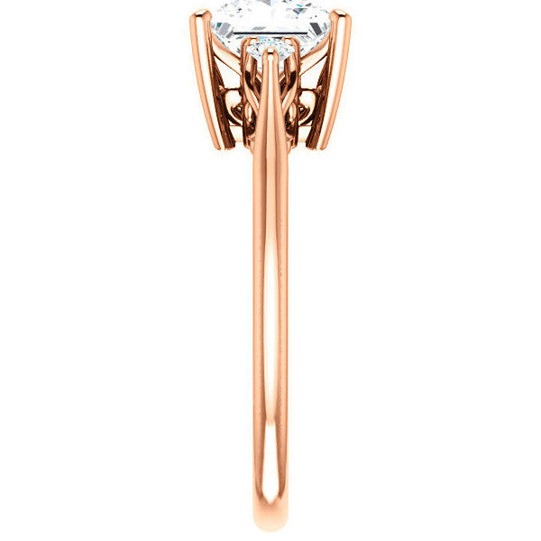 Princess cut Three-Stone Cathedral Engagement Ring