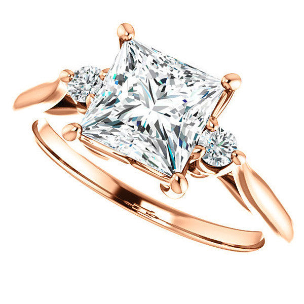 Princess cut Three-Stone Cathedral Engagement Ring