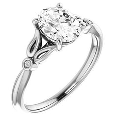 Floral Inspired Oval Cathedral Engagement Ring