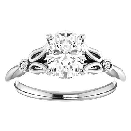 Floral Inspired Oval Cathedral Engagement Ring