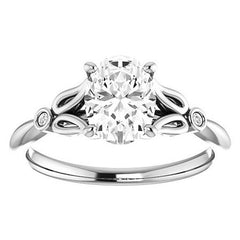 Floral Inspired Oval Cathedral Engagement Ring