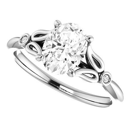 Floral Inspired Oval Cathedral Engagement Ring