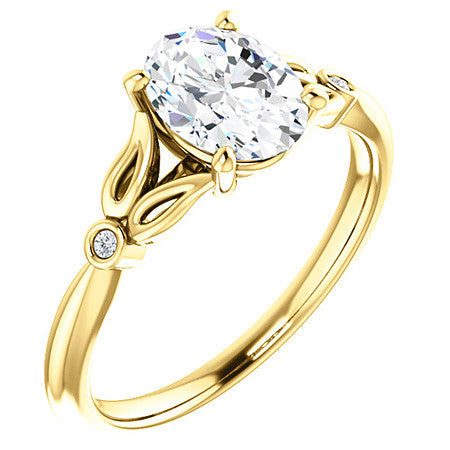 Floral Inspired Oval Cathedral Engagement Ring